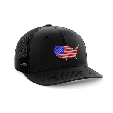 USA Flag Embroidered Trucker Hat Hat Greater Half Black/Black